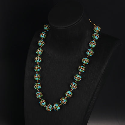 Turquoise Blossom Filigree Necklace