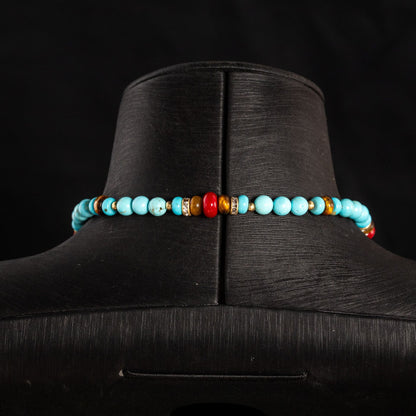 Mystic Turquoise & Ruby Drop Necklace