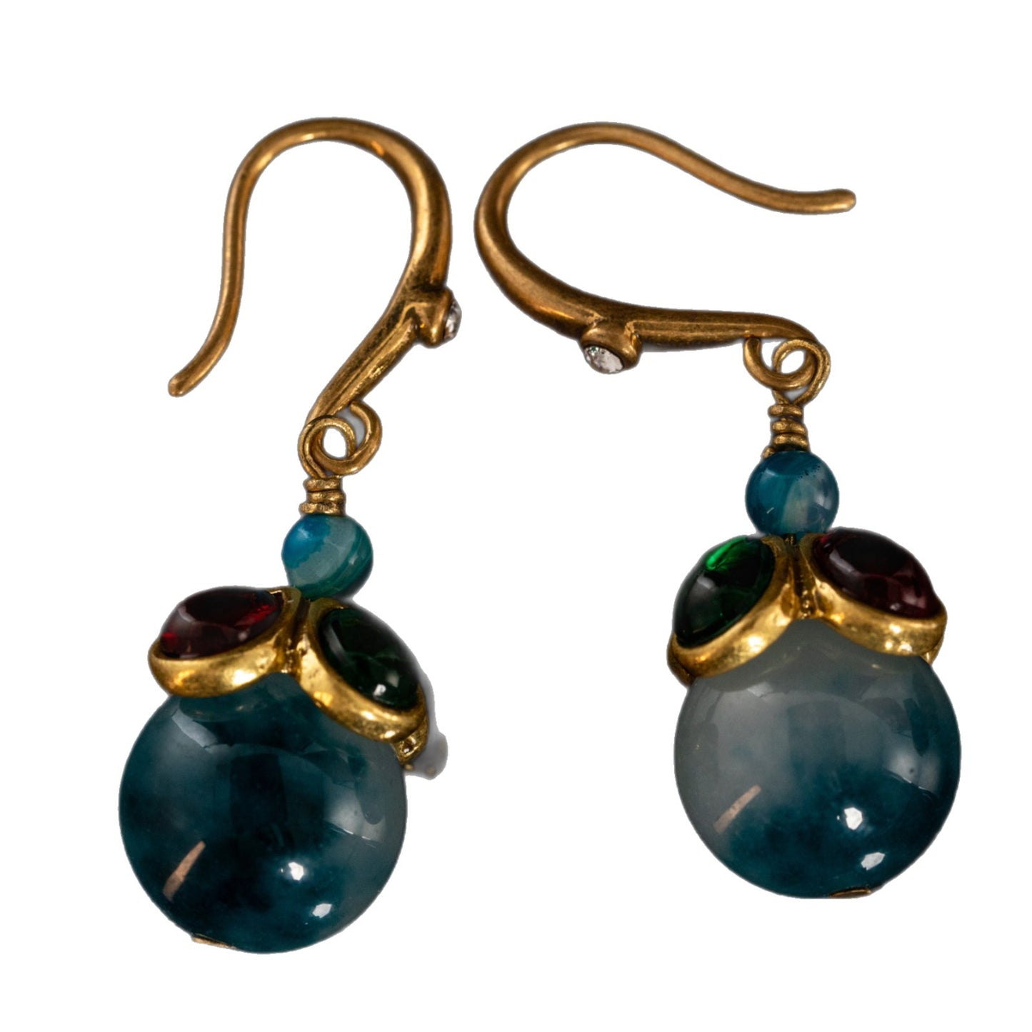 Emerald & Sapphire Orb Drop Earrings