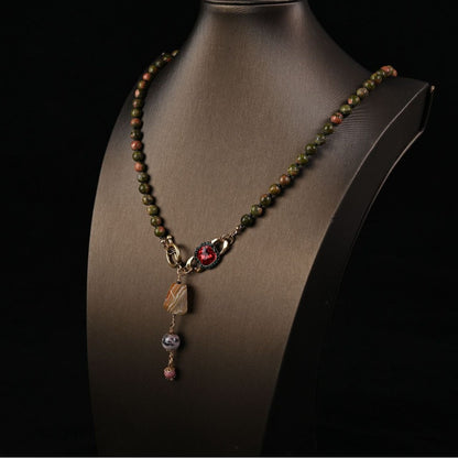 Vintage Jasper & Garnet Pendant Necklace