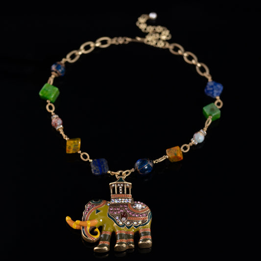 Enamel Elephant Charm Necklace