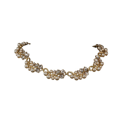 Vintage Pearl & Crystal Vine Jewelry Set