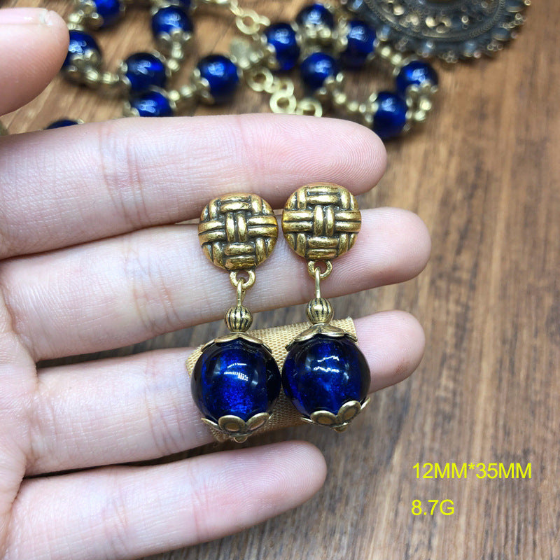 Vintage Cobalt Bloom Jewelry Set
