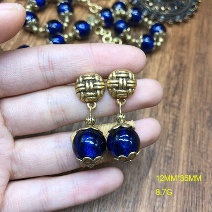 Vintage Cobalt Bloom Jewelry Set