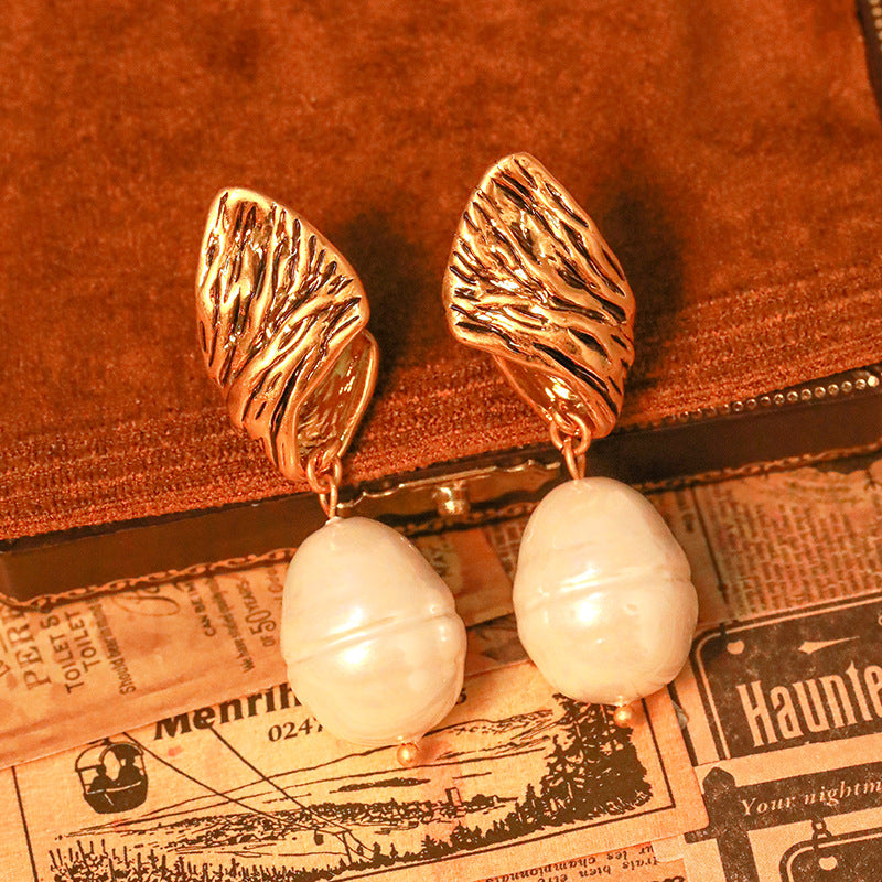 Vintage Shell & Pearl Drop Earrings