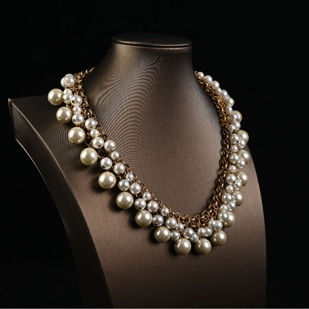 Pearl Cascade Vintage Statement Necklace