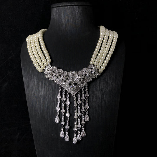 Pearl & Crystal Statement Necklace