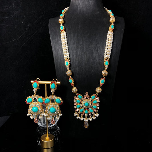 Regal Turquoise & Pearl Maharani Set