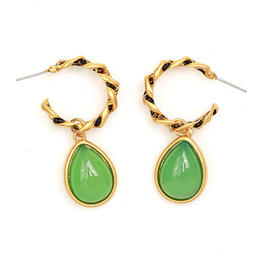 Vintage Glass & Emerald Gemstone Earrings