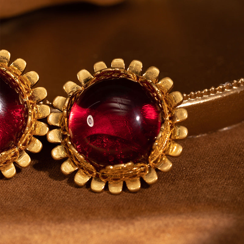 Sunflower Ruby Earrings