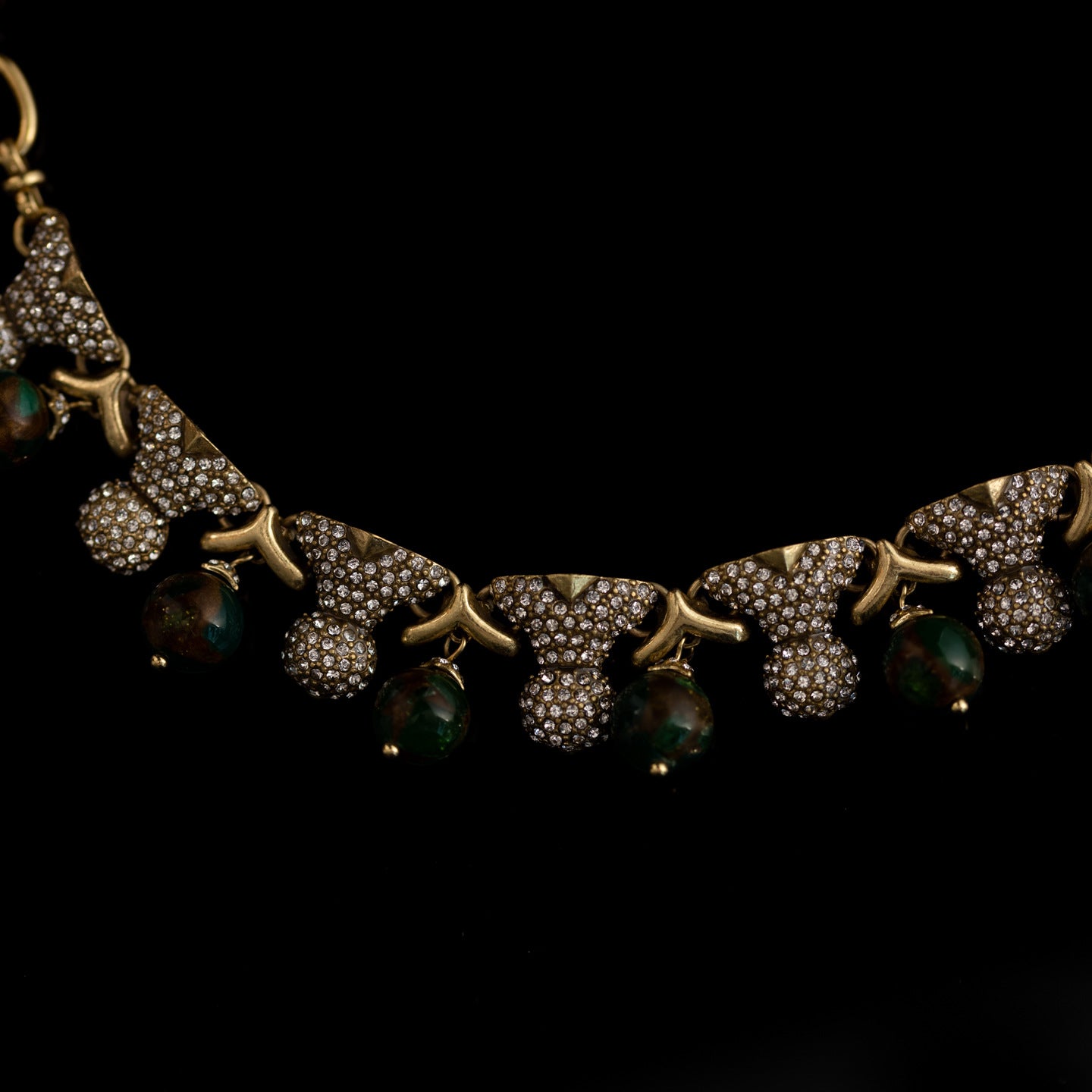 Crystal & Green Stone Statement Necklace