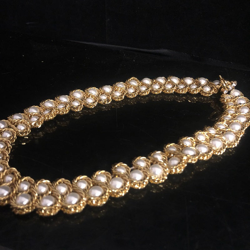 Vintage Gold Pearl Rope Necklace
