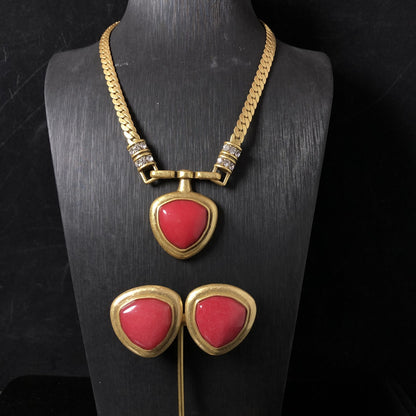 Golden Red Stone Jewelry Set