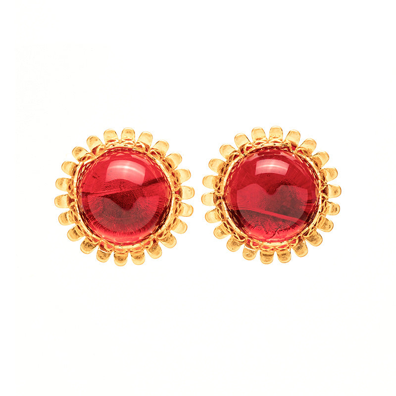 Sunflower Ruby Earrings