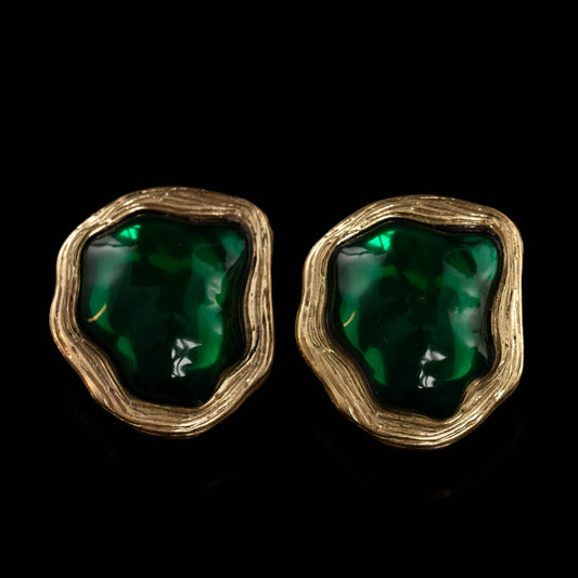 The Green Geometric Fold Earrings