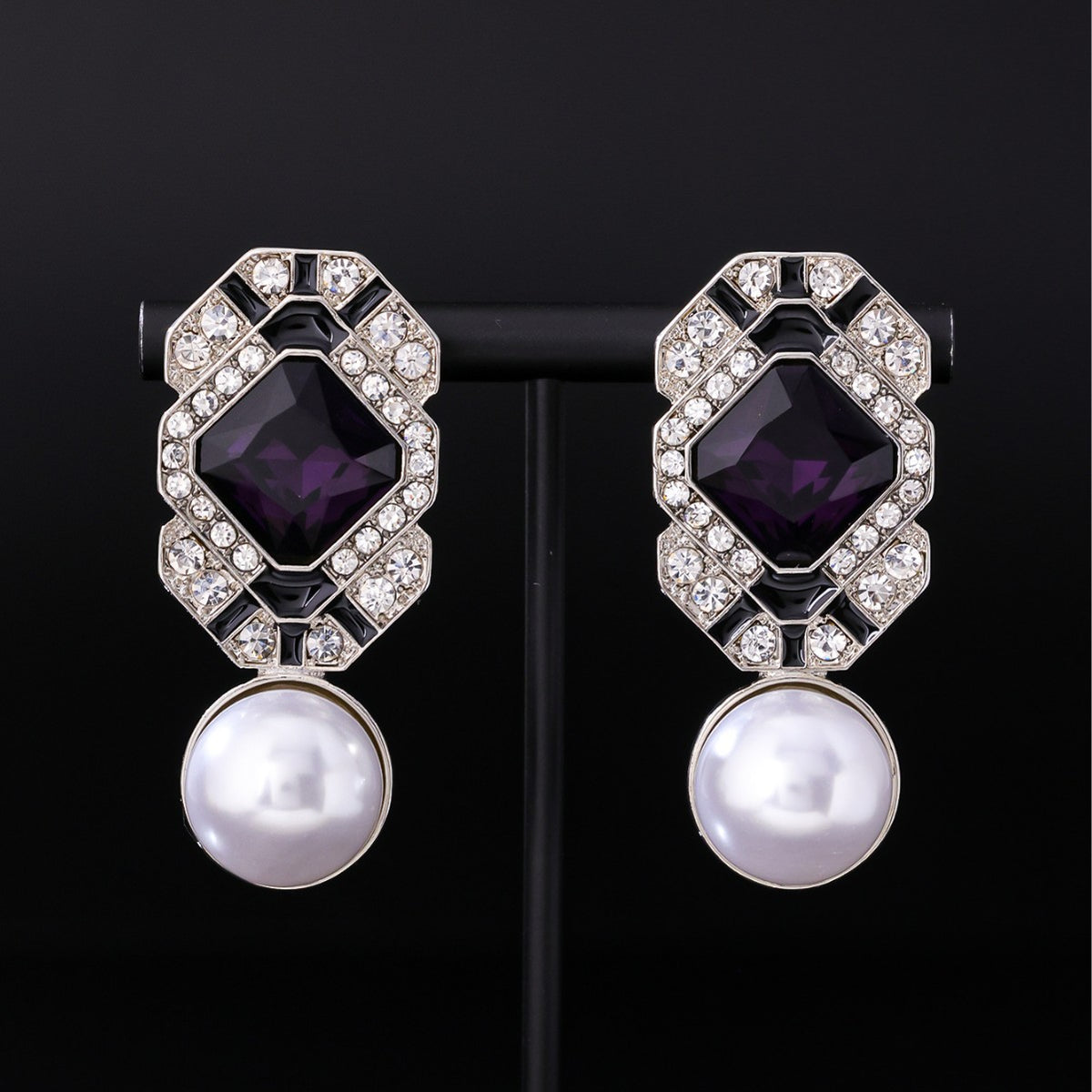 Pearl Noir Crystal Jewelry Set