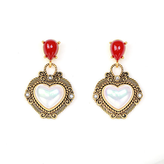 Vintage Heart-Shaped Mabe Pearl Earrings