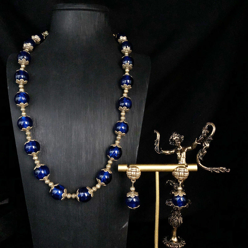 Vintage Cobalt Bloom Jewelry Set