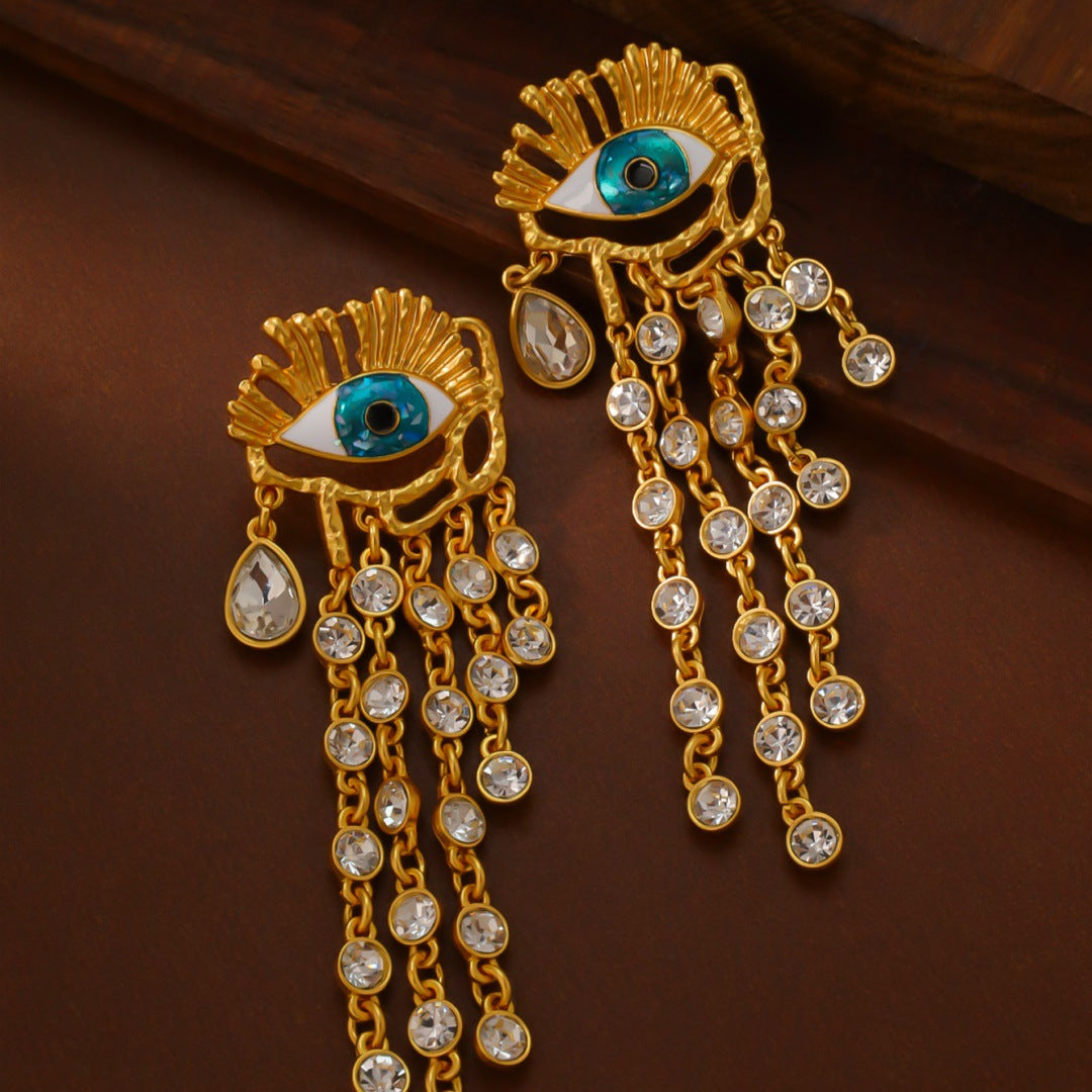 Evil Eye Tassel Earrings