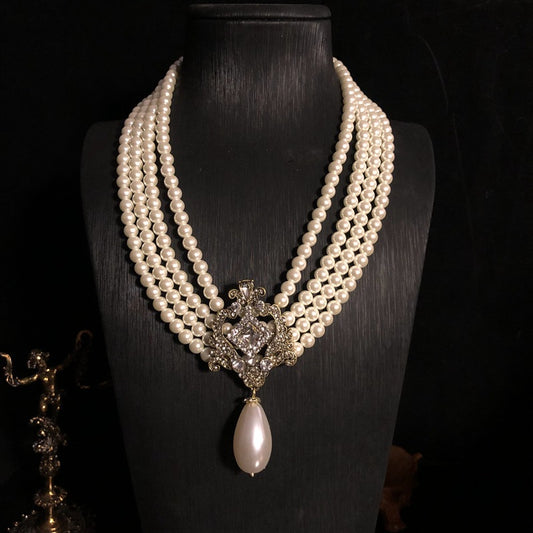 Vintage Royal Pearl & Crystal Jewelry Set