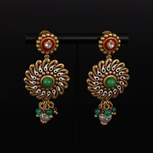 Vintage Sunburst Gemstone Earrings