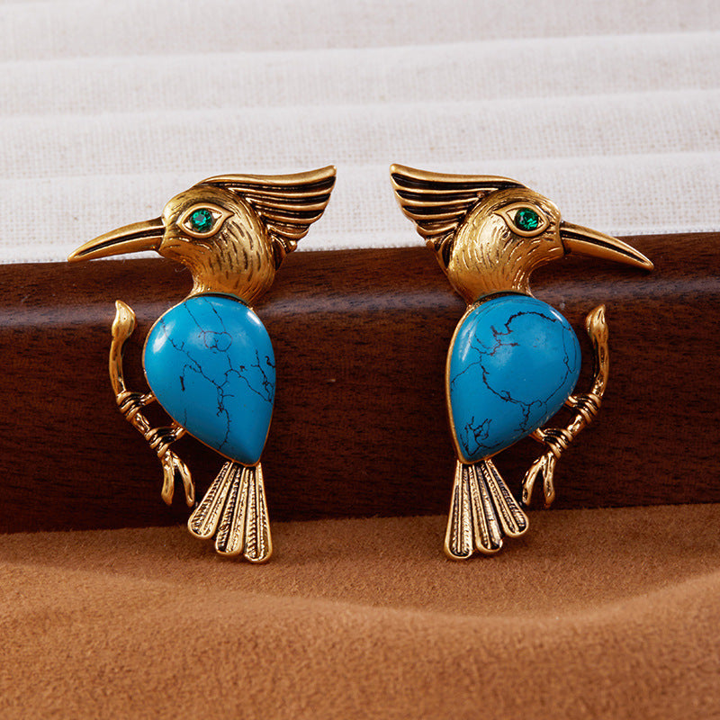 Turquoise Woodpecker Earrings