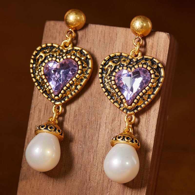 Baroque Heart Pearl Earrings