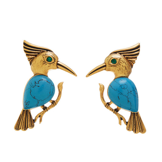 Turquoise Woodpecker Earrings