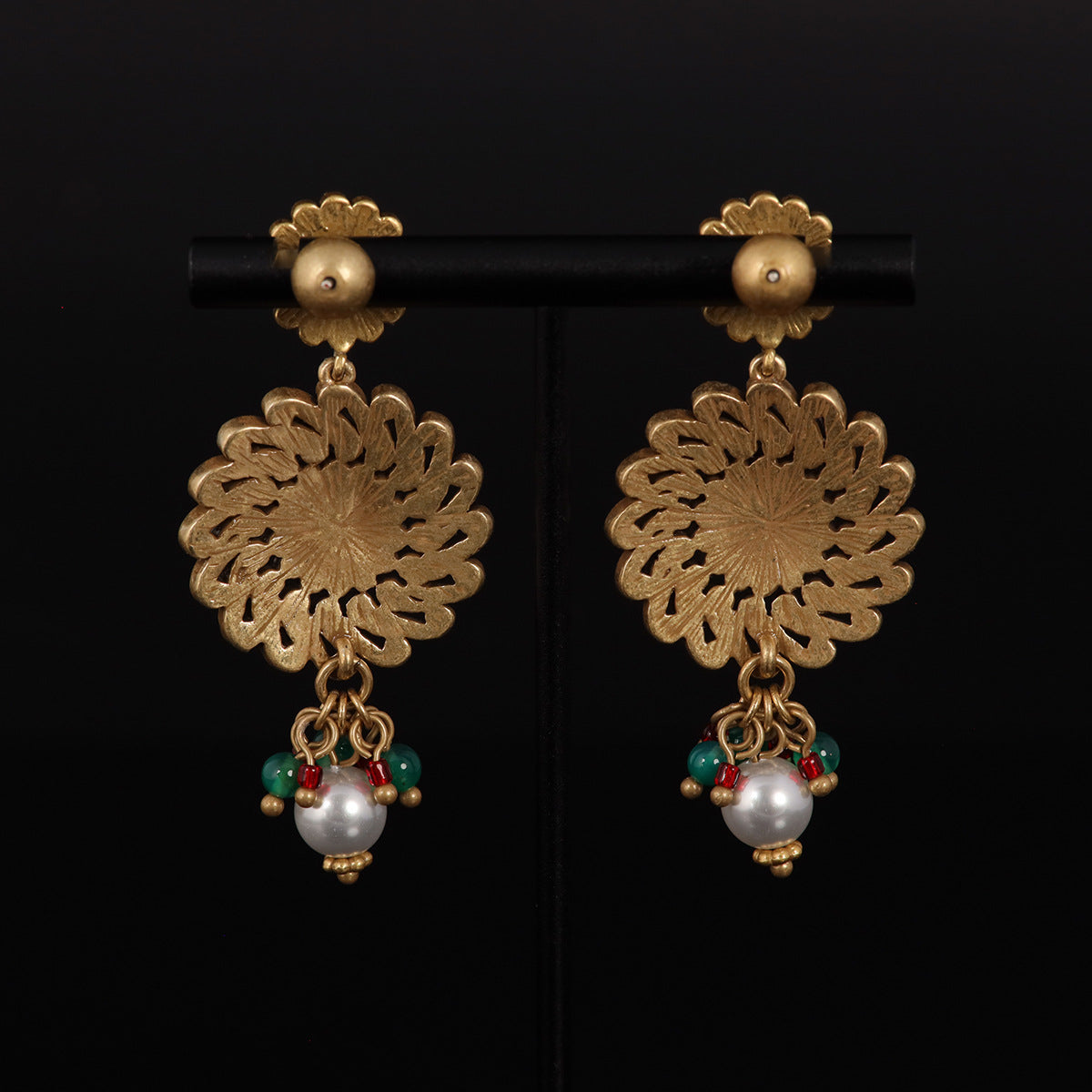 Vintage Sunburst Gemstone Earrings