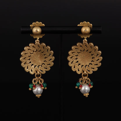 Vintage Sunburst Gemstone Earrings