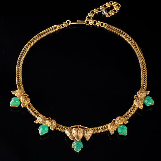 Vintage Emerald Leaf Necklace