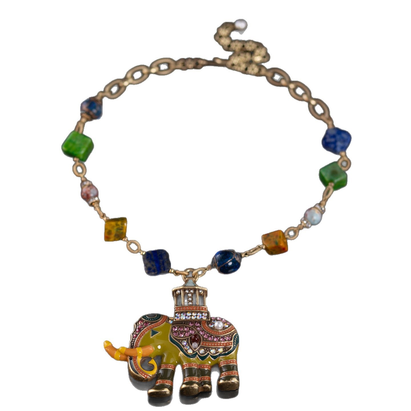 Enamel Elephant Charm Necklace