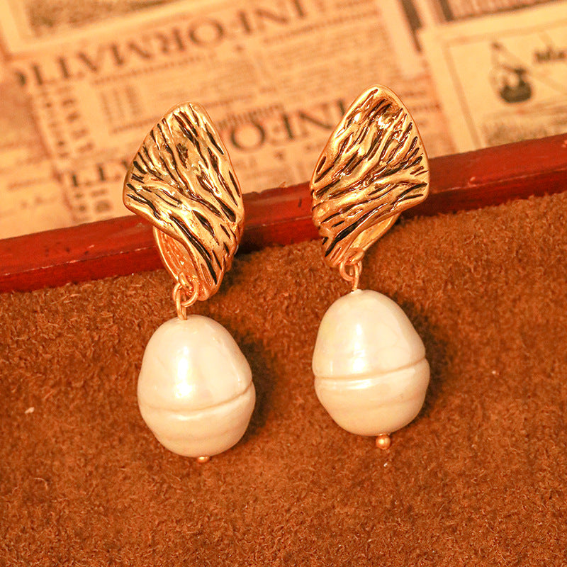 Vintage Shell & Pearl Drop Earrings