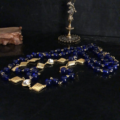 Royal Blue Beaded Layered Necklace