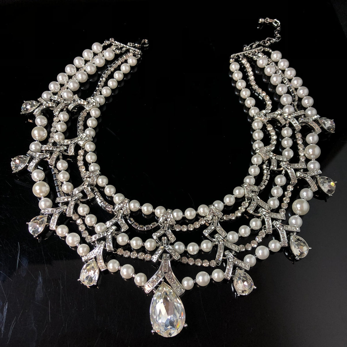 Pearl Radiance Crystal Statement Necklac
