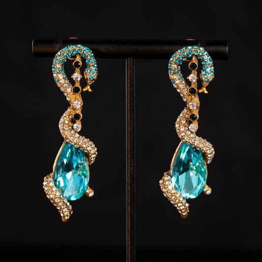 Serpentine Aqua Drop Earrings