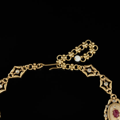 Vintage Ruby Cameo Royal Necklace