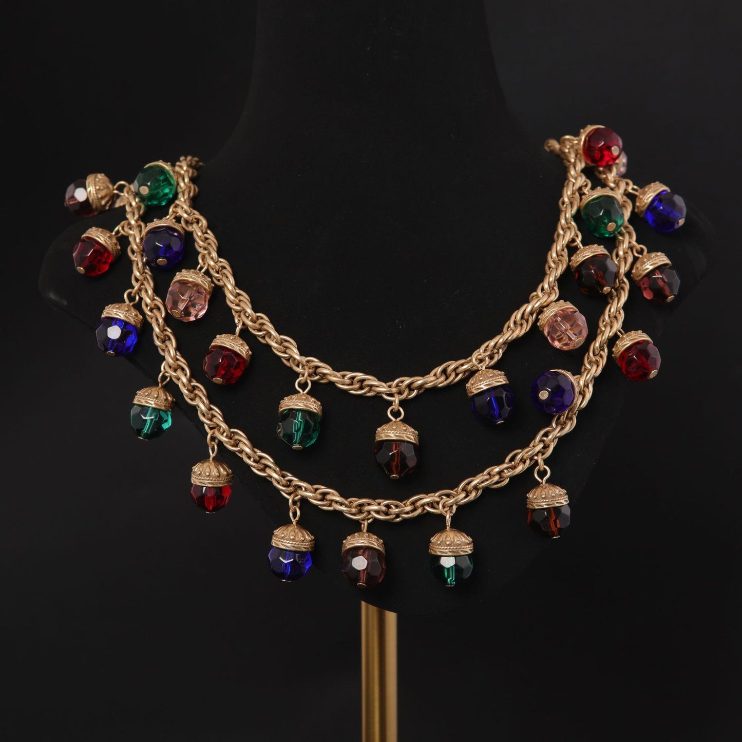 Vintage Multicolor Crystal Drop Necklac
