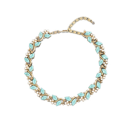 Turquoise Leaf & Pearl Garland Set
