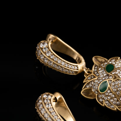 Vintage Emerald Feline Earrings