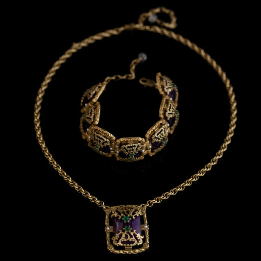 Golden Baroque Amethyst Jewelry Set