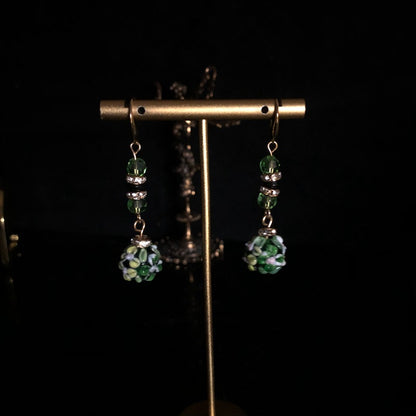 Vintage Green Floral Glass Bead Jewelry Set