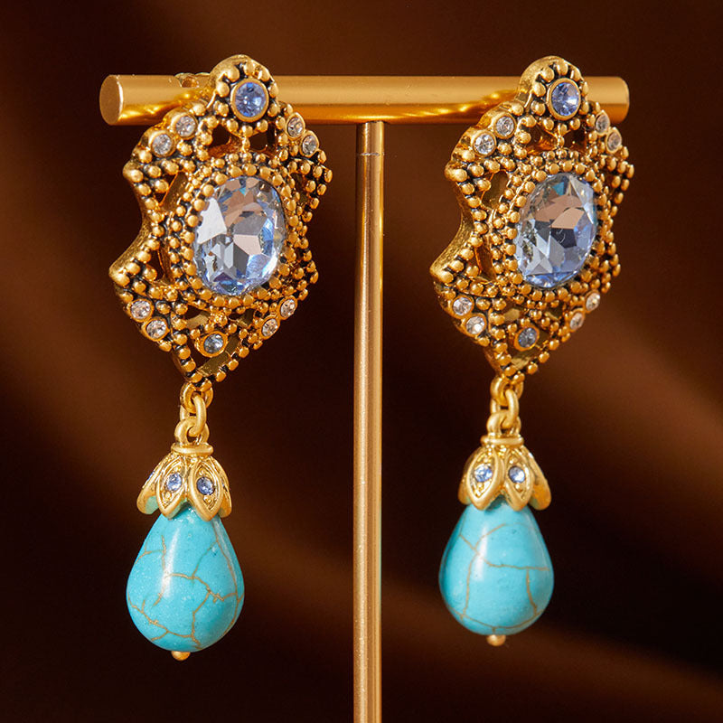 Vintage Teardrop Turquoise Earrings