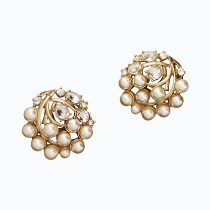 Vintage Pearl & Crystal Vine Jewelry Set
