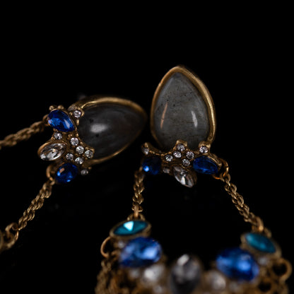 The Blue Crystal Tassel Earrings
