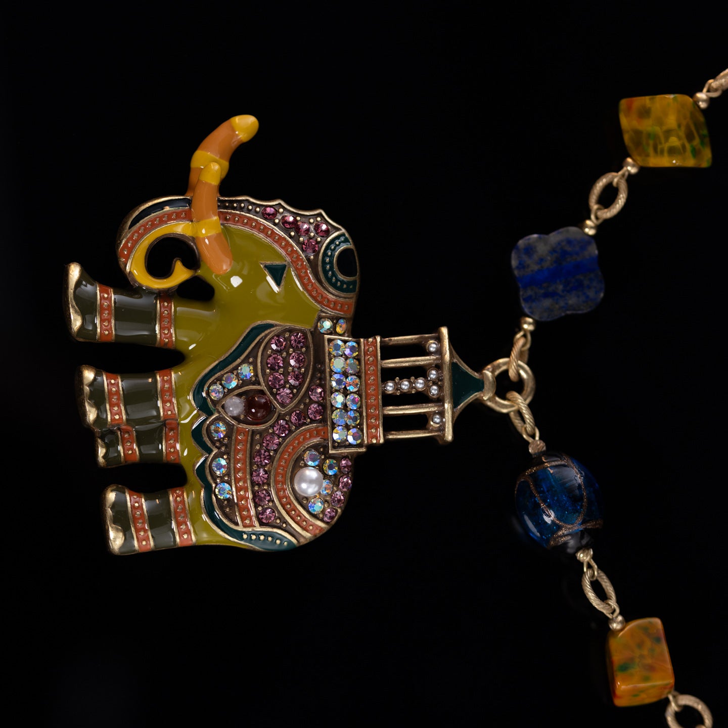 Enamel Elephant Charm Necklace