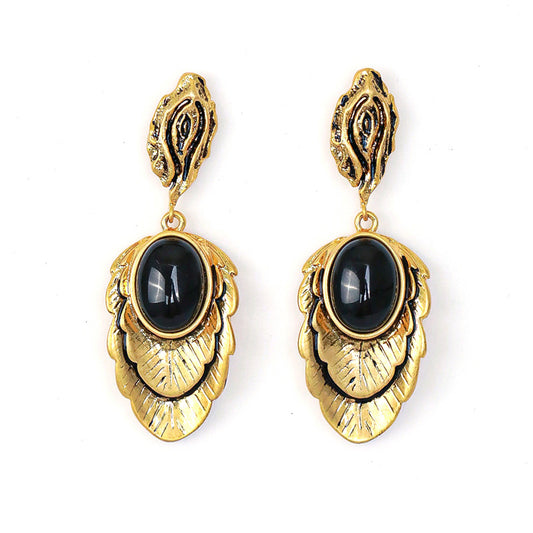 Black Sapphire Vintage Simple Earrings