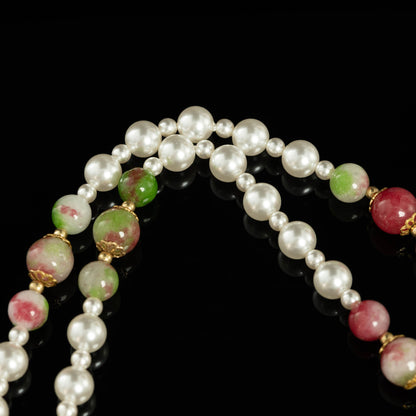 Garden Bloom Tassel Pearl Necklace
