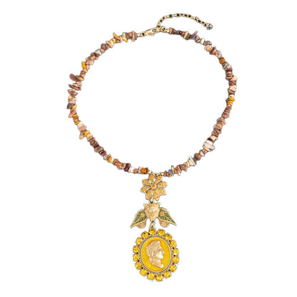 Roman Bee Cameo Necklace