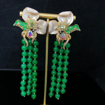 Emerald Blossom Beaded Jewelry Set